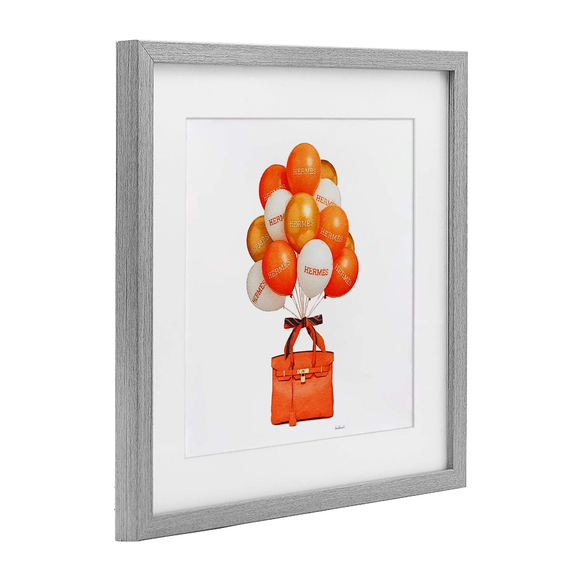 Stupell Industries Orange Handbag & Balloons Gray Framed Print Under Glass, design by Amanda Greenwood