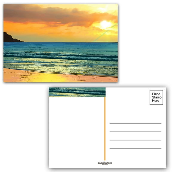 Gorgeous Beach Sunset Postcard - 40 4 x 6 Postcards - Beach Themed - 17102