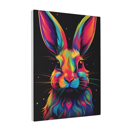 12x16 inch Frameless Canvas Painting Colorful Rabbit Farmhouse Yard Garden Bathroom Cafes Nursery Pictures Wall Decor Enchanting Colorful Rabbit Posters & Prints For Rabbit Enthusiast Gifts
