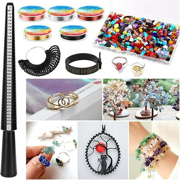Cherish Diy Rings Material Package 300 Irregular Beads Set Ring Size Measuring Tools Ring Mandrel Jewelry Wire Handmade Accessories Set Other