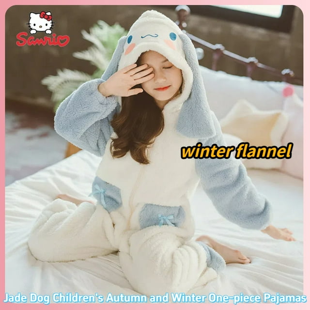 Sanrio Plush Cinnamoroll Girl Winter Franela Niños Mamelucos Mono para Bebés Ropa Infantil Pijamas Niña Niño Monos Regalos