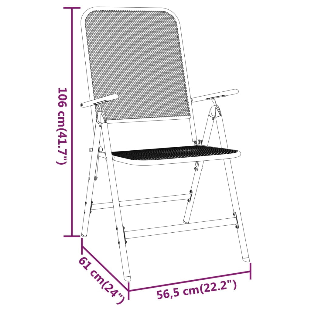 vidaXL Outdoor Seating Adult Modern Iron Indoor Patio Waterproof Folding & Stacking Chairs, Multicolor (Set of 2)