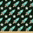 thumbnail image 2 of Ambesonne Rockets Fabric by the Yard Upholstery, Spaceship Doodle Sketch, 1 Yard, Turquoise Charcoal Grey, 2 of 5