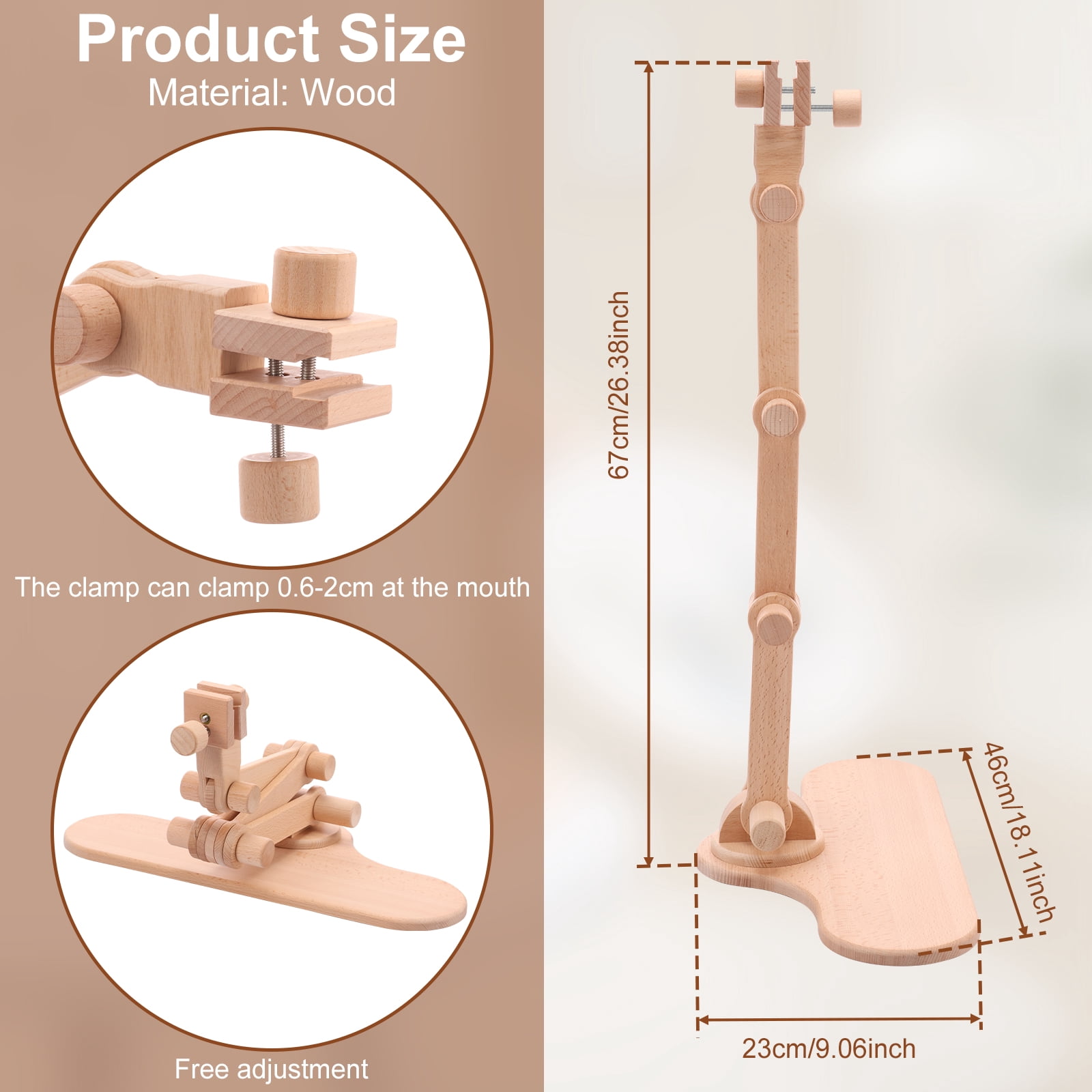 Wekvgz Embroidery Hoop Stand Beech Wood Cross Stitch Hoop Holder Adjustable Embroidery Hoop Lap Stand Rotatable Embroidery Hoop Table Stand for Cross Stitch DIY Embroidery