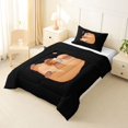 thumbnail image 2 of Erosebridal Cute Capybara Twin Comforter Sets,Pink Heart Print Bedding Set For Girls Kids ,Reversible Black 2 Pieces, 2 of 7