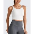 thumbnail image 3 of G4Free Barefeel Cropped Workout Tops for Women Built in Bra Removable Padded Longline Sports Bras Racerback Yoga Tops, 3 of 8