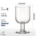 thumbnail image 2 of Bormioli Rocco Hosteria Stackable Wine Glasses, Set of 6 – Medium Tempered Glass Cups with Flat Base – Ideal for Casual Dining & Entertaining, 6.75 Oz. – 2.9” x 4.3” – Made in Italy, 2 of 7
