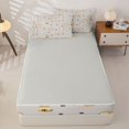 thumbnail image 4 of jejeloiu Kitten Paw Print Pattern Zipper Twin Comforter Sets with Fitted Sheet and 2 Pillowcases Kids,Beige Cute Pet Print Zipper Bedding Set,Reversible,4 Pieces, 4 of 7
