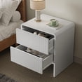 thumbnail image 2 of FURNIWAY Set of 2 Curved Nightstand with 2 Drawers, Wooden Bedside Table with Pop-up Design, Modern End Table for Bedroom, Living Room, White, 2 of 8