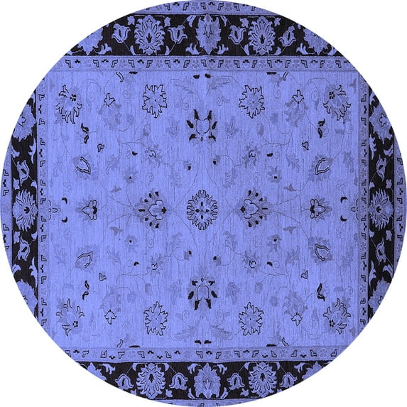 Ahgly Company Indoor Round Oriental Blue Traditional Area Rugs, 5' Round