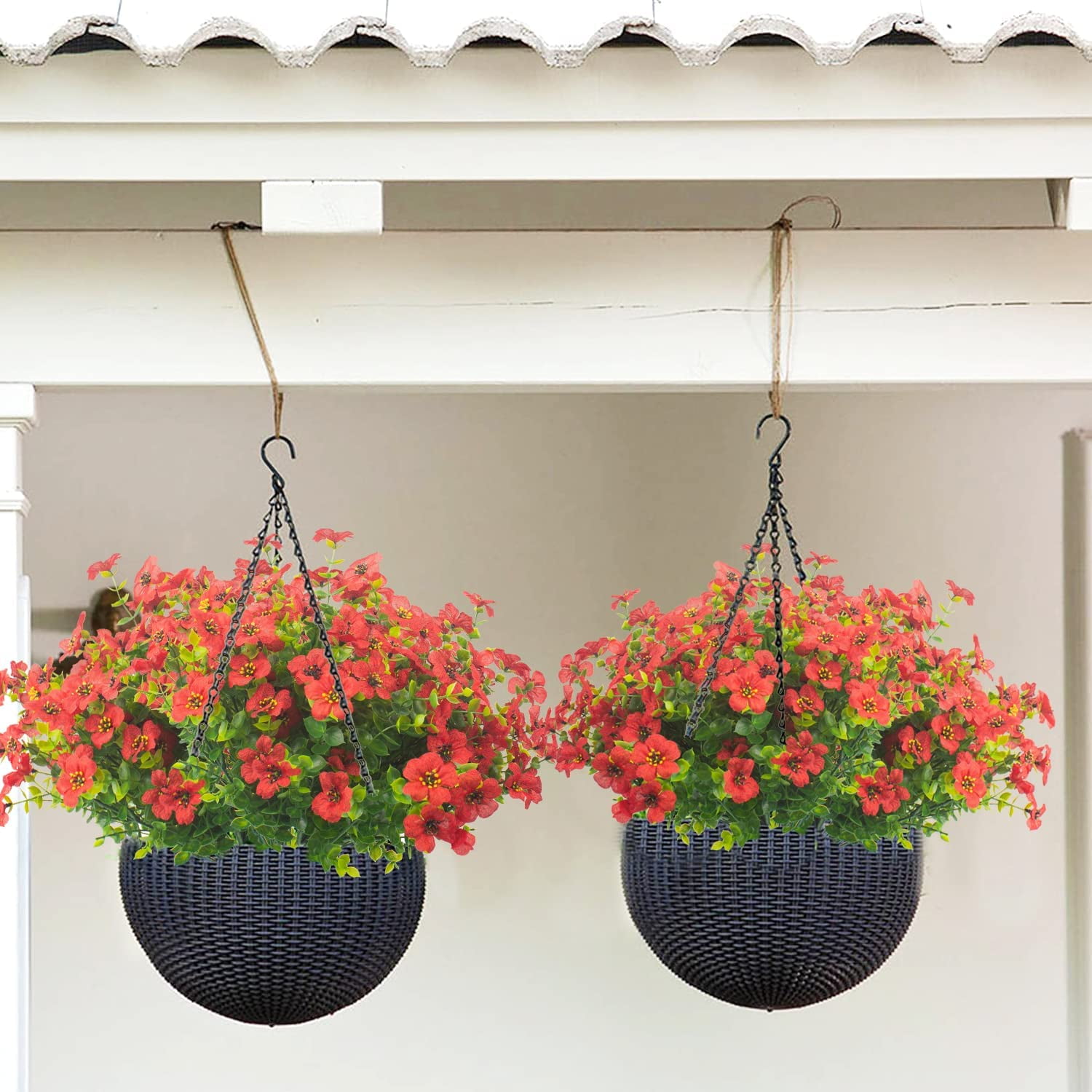 MAMOWEAR violets Artificial Flowers for Outdoor UV Resistant Faux Flowers No Fade Fake Plastic Plants Garden Porch Window Box Decorating