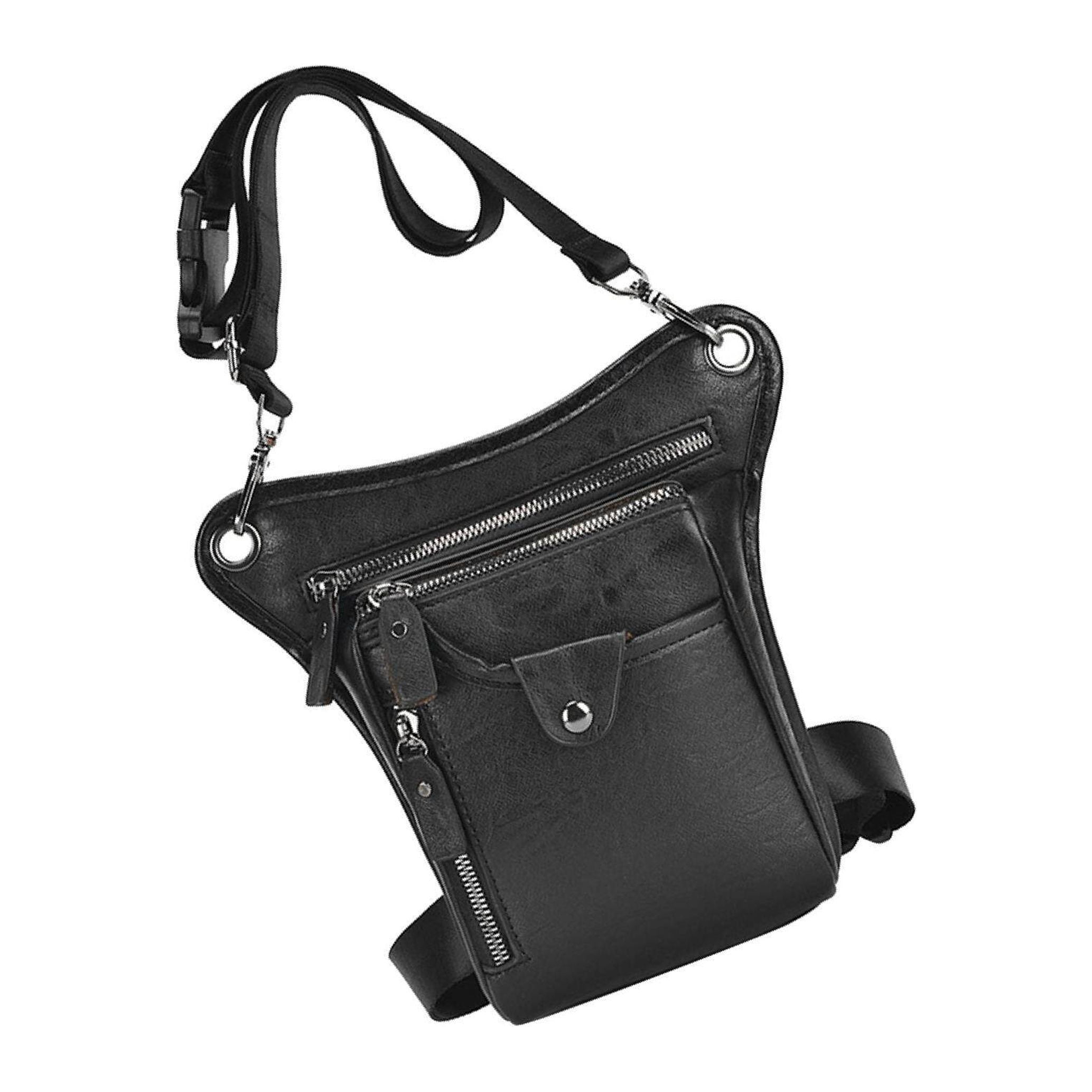 Leather Waist Pack Casual Drop Leg Bag for Men Women Outdoor Travel Sports Motorcycle Bike Cycling Tactical Hiking Bum Bag Camping Pouch Pocket Sling