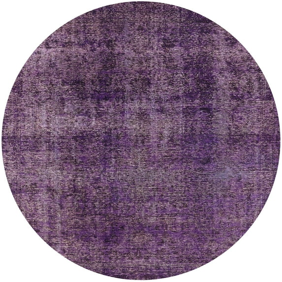 Ahgly Company Machine Washable Indoor Round Industrial Modern Purple Iris Purple Area Rugs, 4' Round
