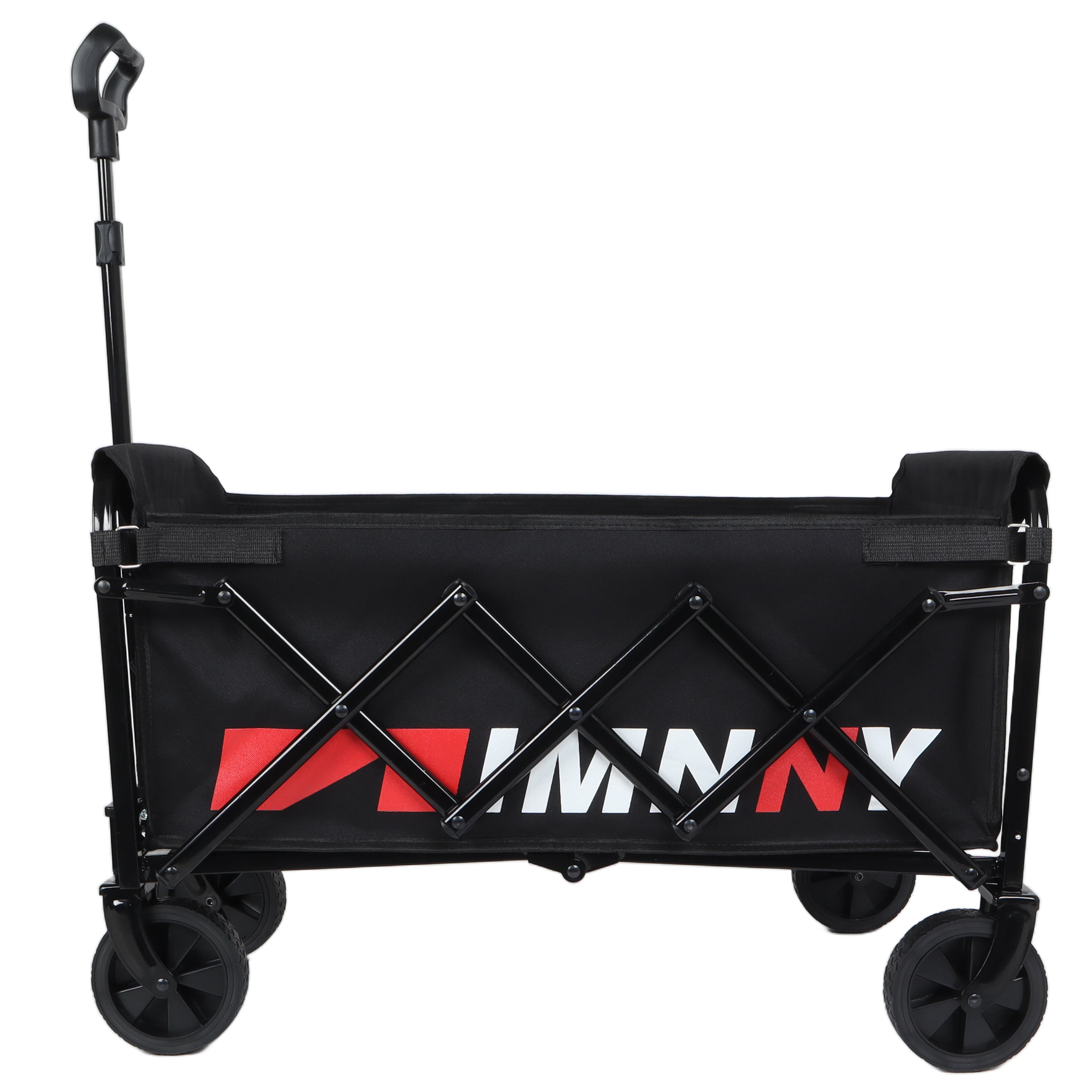Collapsible Folding Utility Wagon with Wheels, 360lbs Weight Capacity Lightweight Foldable Cart with Cup Holders for Camping Garden Sports Shopping