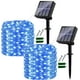thumbnail image 1 of [Juego de 2] Guirnalda de luces solares para exteriores, 120 LED, 12 m/40 pies, resistente al agua, 8 modos de luz decorativa para jardín, patio, hogar, Navidad, boda, fiesta (azul), 1 of 5