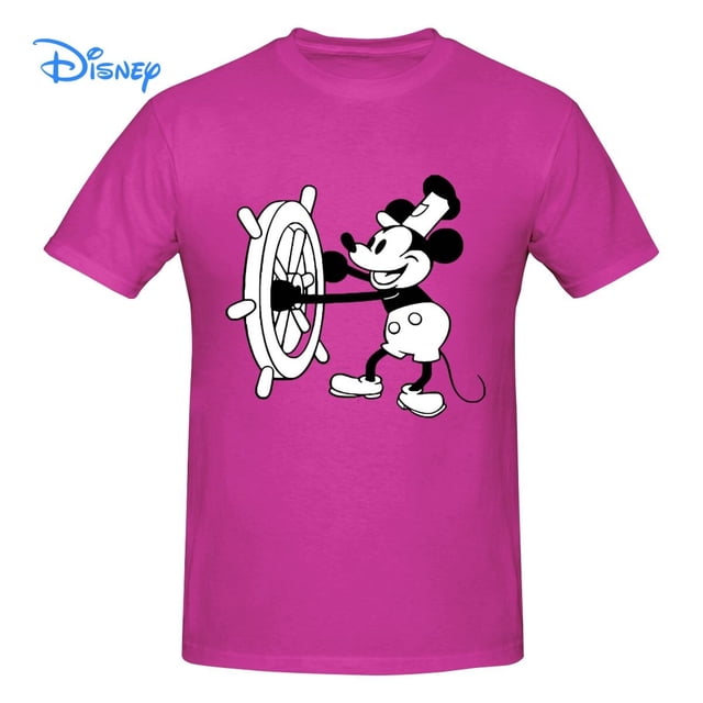 Disney Mickey Mouse Steamboat Willie T shirt Harajuku Short Sleeve T-shirt 100% Cotton Graphics Tshirt Brands Tee Top5XL Gao Jinjia LED