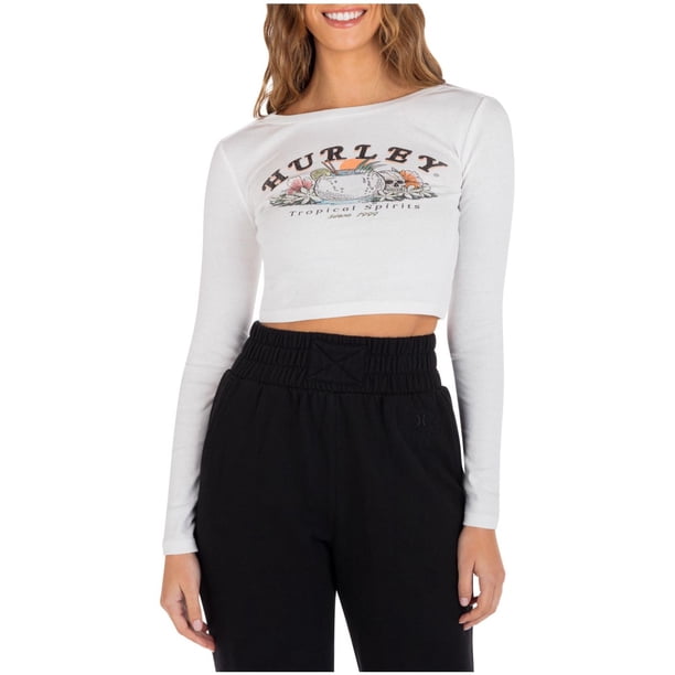 Hurley Womens Tropical Sprits Graphic T-Shirt, white, XS