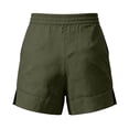 thumbnail image 5 of Womens High Waisted Shorts Only Moment Womens Drawstring Shorts Cotton and Linen with Pockets High Waisted Stretch Shorts for Women Summer Walking Army Green,L, 5 of 5