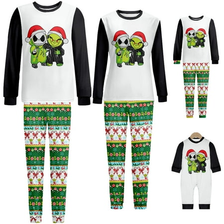 

Green haired monster Family Pet Matching Pajamas Christmas Family Matching Pajamas Set-Christmas NoNoNo Green Monster Santa With Christmas Hat Pattern