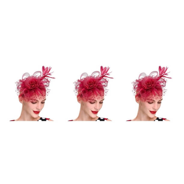 Qarigey Tocado de boda con flores para el pelo, mano de obra fina, exquisito adorno europeo, colgante de cabeza multiusos, púrpura-rojo Type1 NO1