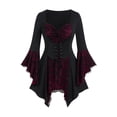thumbnail image 3 of Women's Bell Sleeve Dress Lace up Ruffled Dresses Halloween Cosplay Halloween for Women, Size XL, 3 of 3