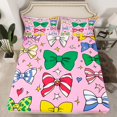thumbnail image 2 of Manfei Ribbon Bow Knot Queen Sheet Sets,Princess Bowtie Flat Sheet,Rainbow Cartoon Bow Queen Fitted Sheet For Girl,Luxury Bedroom Decor,4 Pieces, 2 of 7