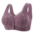 thumbnail image 3 of Feancey Everyday Push Up Bras for Women Front Snap Closure Wireless Brassiere Full Coverage Comfort Support Lace Bralettes Cute Daily Wear Underwear Purple L, 3 of 9