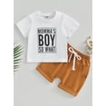 thumbnail image 2 of Bagilaanoe 2pcs Toddler Baby Boys Short Pants Set Letter Print Short Sleeve T-Shirts Tops + Shorts 6M 12M 18M 24M 3T Kids Casual Summer Outfits, 2 of 8