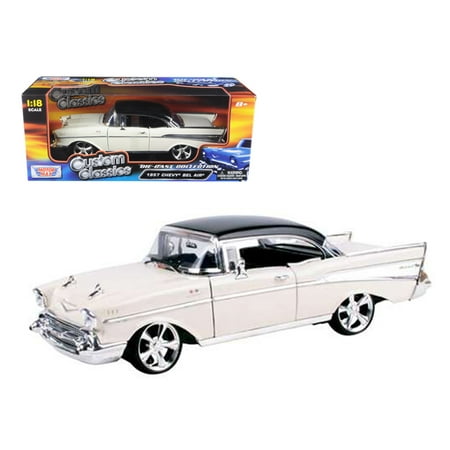 Chevrolet Bel Air Hardtop 1957 Chevrolet Bel Air Hard Top Cream With Custom Wheels 1/18 Diecast Model Car by Motormax ()