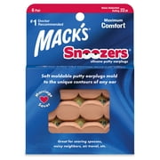 Mack's Snoozers Silicone Putty Earplugs - 6 Pair - Comfortable, Moldable Silicone Ear Plugs for Sleeping, Snoring, Loud Noise & Traveling