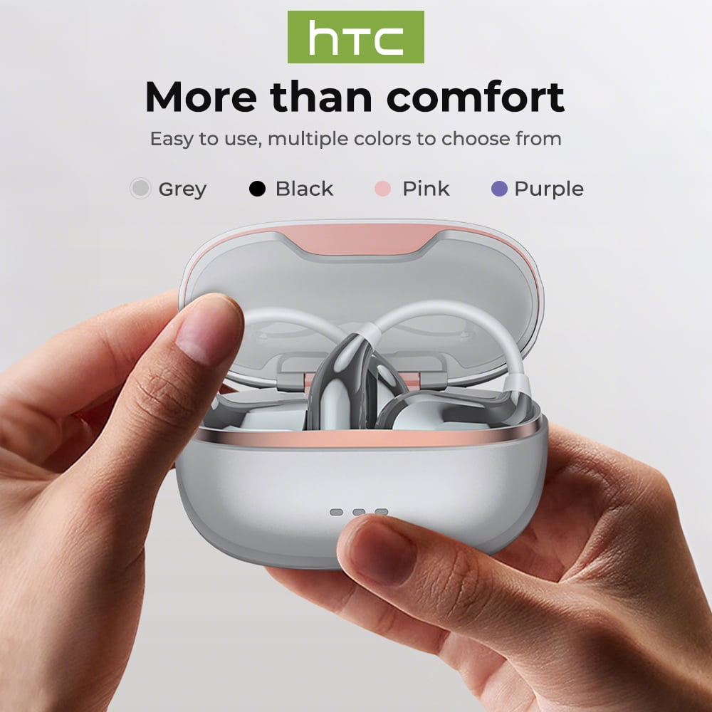 NE18 Bluetooth 5.4 Wireless Open-Ear Headphones - AI Translator, Noise-Cancelling, 130+ Languages, 24H Playtime, IPX5 Waterproof, Gray + Earbud Case