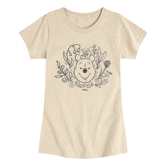 Winnie the Pooh - Floral Face - Youth Girls Fitted Short Sleeve T-Shirt