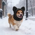 thumbnail image 4 of Pet Hood Dog Cat Snood Winter Warm Ears Design Adjustable Drawstring Cold Weather Pet Head Neck Warmer(Black-31.5Cm), 4 of 4