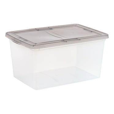 IRIS 58 Qt. Plastic Storage Bin with Lid, Stackable Storage Container, Tote, Clear