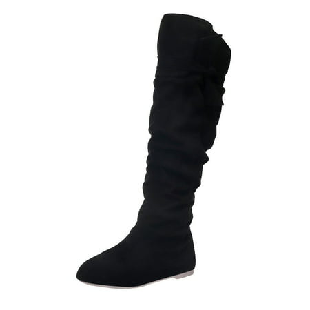 

Qufokar Boot Socks for Women Over The Calf Thigh High Boots for Women Knotted Casual Fashion Ladies Boots Beautiful Flat Long Women S Knee High Shoes Women S Boots
