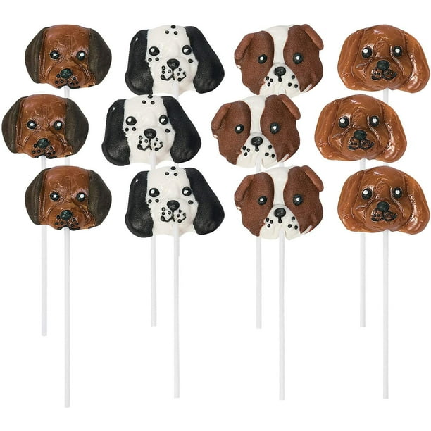 Fun Express Dog Head Lollipops 12 Count Party Favor Candy Suckers for Birthday Parties and