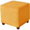 thumbnail image 1 of Ottoman Cover Square Velvet Ottoman Covers Protector for Footrest Foot Stool Furniture Stretch Comfortable with Elastic Bottom Small Yellow, 1 of 6