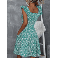 thumbnail image 4 of Women's Summer Dresses Casual Square Neck Floral Sundress with Pockets A Line Flowy Beach Dress, 4 of 6
