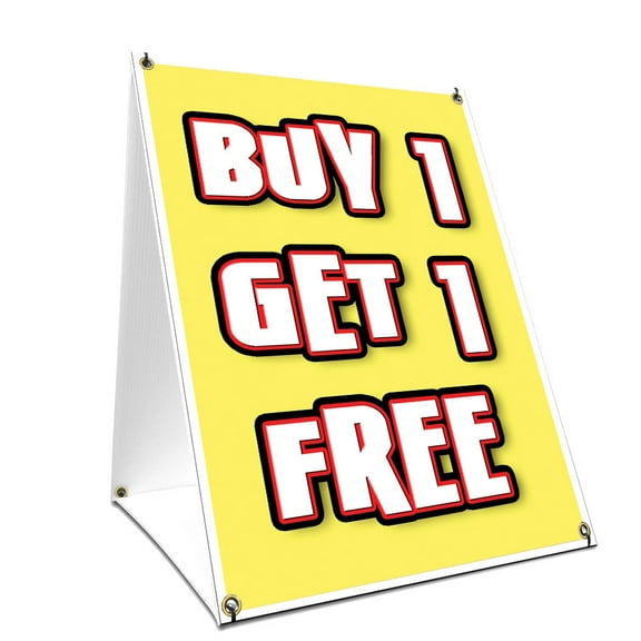 A-frame Sidewalk Buy 1 Get 1 Free Sign With Graphics On Each Side | 18" X 24" Print Size