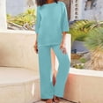 thumbnail image 2 of Women's Linen Two Piece Casual Set Breathable Loose Home and Outfit, 2 of 7