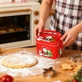 thumbnail image 6 of Anhility Christmas Metal Cookie Tin with Handle Santa Snowman Reindeer Storage Container Tin Containers for Xmas Cookies Candy Brownies Snacks Chocolate Cake Craft, 5.12" x4.25*3.93 in, Red, 6 of 6