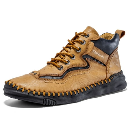 

Earlde Mens Leather Casual Chukka Driving Walking Ankle Boots with Hand Stitching