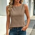 thumbnail image 6 of GUACER Womens Tank Tops Fashion Cotton Linen Round Neck Summer Casual Relaxed Fit Sleeveless Blouses, 6 of 8
