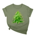 thumbnail image 2 of Tejiojio Merry Christmas Shirt for Women Letter Pattern Cute T-Shirt Leopard Plaid Tree Casual Graphic Print Funny Crewneck Tees Tops Green, 2 of 5