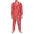 thumbnail image 3 of Lsque Beef2 Pattern Long Sleeve Pajama Set for Men - Soft 2-Piece Sleepwear and Loungewear Set with Pockets, Comfy Nightwear-Medium, 3 of 7