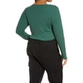 thumbnail image 2 of Bp. Womens Green Trekking Long Sleeve Knitted Henley Crop Top Size M, 2 of 6