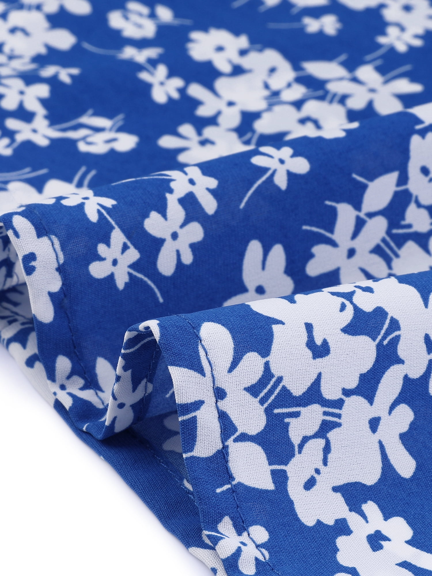 DARING DIVA Women's Floral Print A-Line Midi Skirt Skirts L Blue White