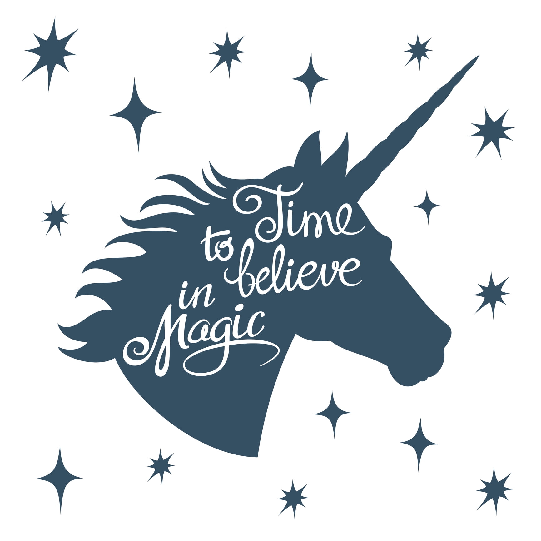 vinyl decal sticker wall art girls cute unicorn time to believe in