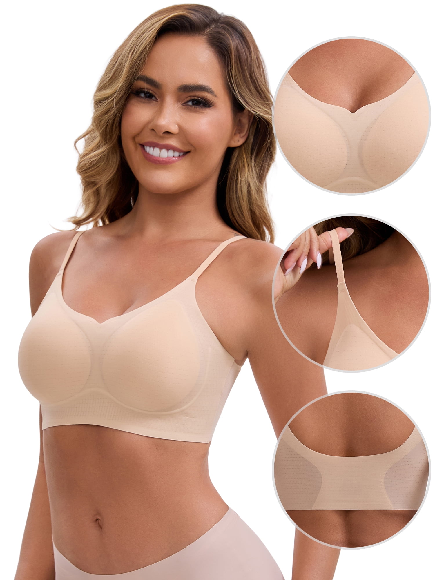 DARING DIVA Women's Adjustable Bras Soft L Beige