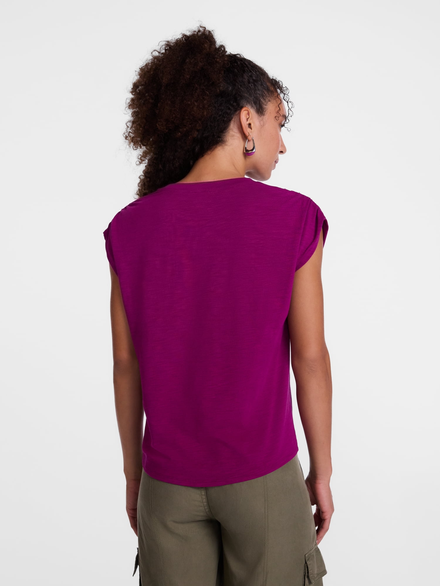 Scenario Women's and Women's Plus Shirred Shoulder Tee, Sizes XS-4X